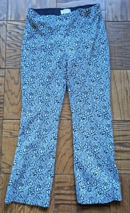 Anthropologie New The Margot Kick Flare Cropped Blue Floral Pants Size X-small - Picture 1 of 8