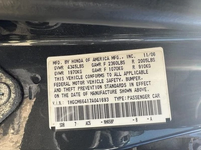Used Engine Cooling Fan Motor fits: 2007 Honda Accord Fan Assembly 3.0L radiator - Image 1 of 4