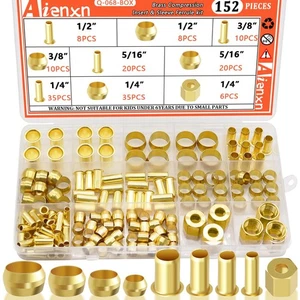 152PCS 4 Sizes Brass Compression Fittings Assortment kit- 1/2", 3/8", 5/16", 1/4 - Picture 1 of 8