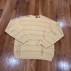 Y2K IZOD Lacoste Herren Gr. M Rundhals Zopfmuster Pullover gestreift klassisch adrett - Bild 1 von 8