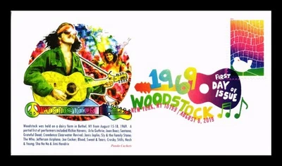 DR JIM STAMPS US COVER WOODSTOCK MUSIC FESTIVAL FDC PANDA CACHET - Image 1 of 2