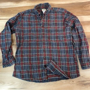 LL Bean Scotch Plaid Flannel Shirt Mens Large Tall Button Down Shirt LT Stewart - Picture 1 of 8
