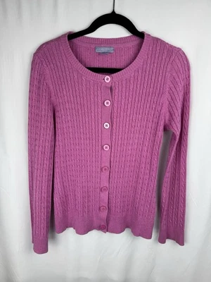 Cárdigan suéter tejido con cable rosa Laura Scott para mujer talla mediana manga larga Foto 1 de 4