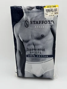 Vtg Stafford JC Penney Mens Low Rise M Briefs Underwear 3 Pair White 100% Cotton - Picture 1 of 6