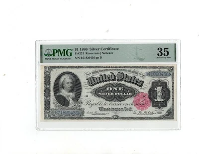 1886 $1 Silver Certificate "Martha" Note.Fr-221 PMG-35 - Image 1 of 2