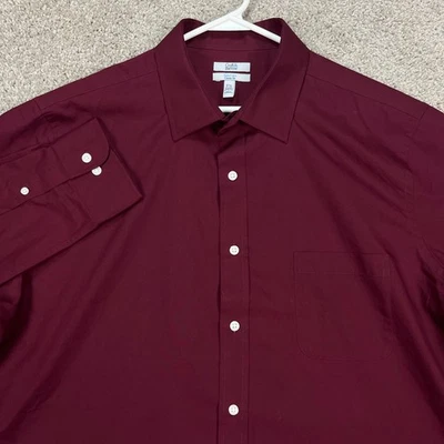 Camisa de vestir Croft & Barrow para hombre 17,5 34/35 rojo borgoña calce clásico fácil cuidado Foto 1 de 4