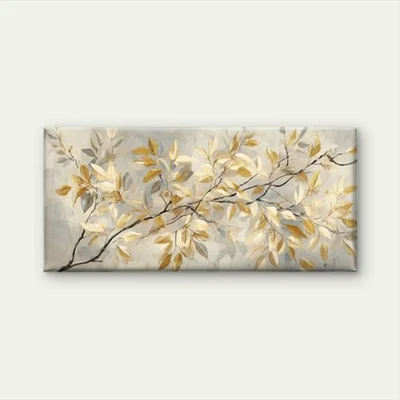 Golden Leaf Botanical Unframed Canvas Painting for Living - image 1 of 4
