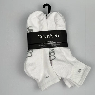 Calvin Klein 6-Pair Men's Cushion Quarter Cut Socks White Size 7-12 - Image 1 of 3