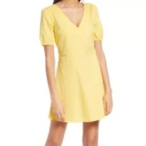 Vero Moda Taya Puff Sleeve Yellow Mini Dress NWT Size Large - Picture 1 of 9