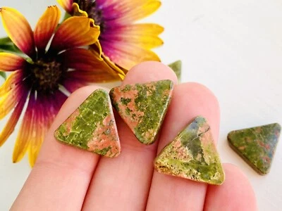 6 Triangle Unakite Beads Beads for Jewelry Making, Set Of Triangular Beads. New! - Image 1 of 4