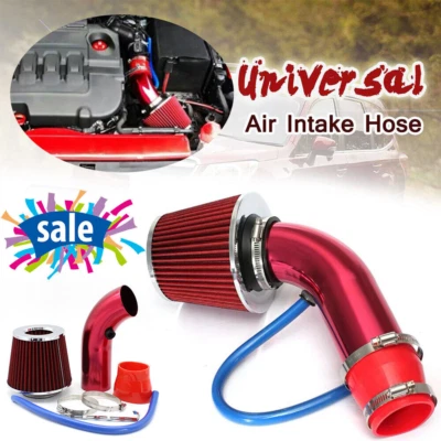 Filtro de admisión de aire frío para automóvil Tubo de inducción Sistema de manguera de flujo de energía Accesorios Rojo Foto 1 de 4