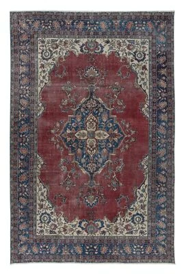 7x10.4 Ft Vintage Handmade Oriental Rug for Country Homes, Traditional Interiors - Image 1 of 4