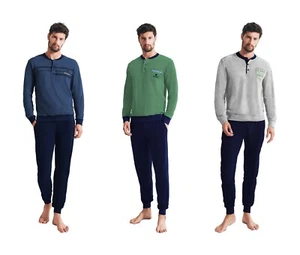 pigiama uomo bottoni NOTTINGHAM manica lunga estiva 100% COTONE 12 colori - Zdjęcie 1 z 14