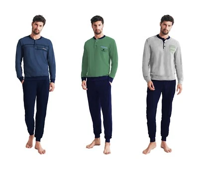 pigiama uomo bottoni NOTTINGHAM manica lunga estiva 100% COTONE  12 colori - Immagine 1 di 2