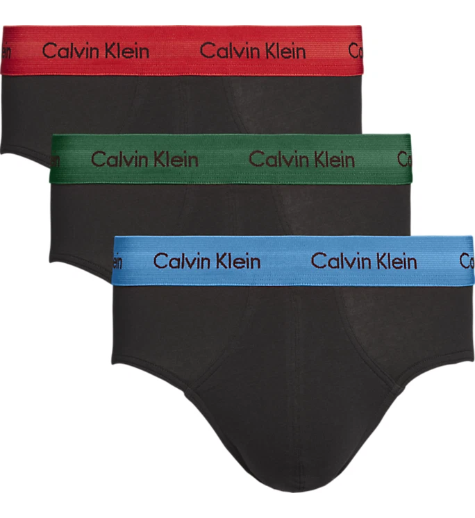 Genuine Calvin Klein Cotton Stretch Classic Fit 3 Pack Black Hip Briefs - Small