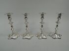 George II Candlesticks Antique Georgian 6-Shell English Sterling Silver 1756