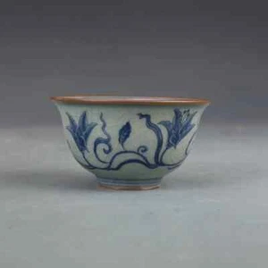 Jingdezhen Old Clay Cup Antique Blue and White Flower Master Cup Tea Cup Antique - Picture 1 of 5