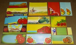 14 OBSTBOXEN KISTEN ETIKETTEN VINTAGE SET ORIGINALLAGER 1930ER 1940ER 1950ER DESIGN - Bild 1 von 4