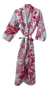 Indian Cotton Kantha Handmade Women Long Kimono Robe Hippie Style Kimono Dress