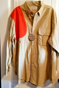Outfitters Roundtree & Yorke Tan Corduroy W/Orange Hunting Patch Shirt sz LG - Picture 1 of 5