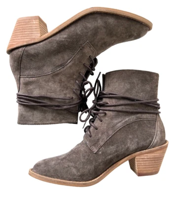 Kelsi Dagger Brooklyn KDB Gamuza Botín con Cordones Tacón Bloque Taupe 5.5 Foto 1 de 4