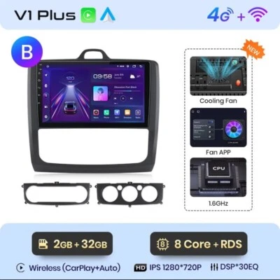 Autoradio Per Ford Focus Mk2 Mk3 2004-2011 2G+32GB 4G+WIFI 8Core CarPlay GPS BT - Immagine 1 di 4