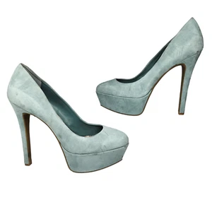 Jessica Simpson Zapatos Mujer 8.5 Azul Claro Gamuza Plataforma Grueso Tacones Cerrados - Imagen 1 de 12