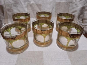 Set of 6 Vintage Georges Briard Greek Key Whiskey Rocks Glasses - 22K Signed - Picture 1 of 3