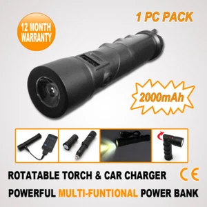 LED TORCH Flashlight External Battery Charger USB Power Bank for Mobile Phone - Picture 1 of 10