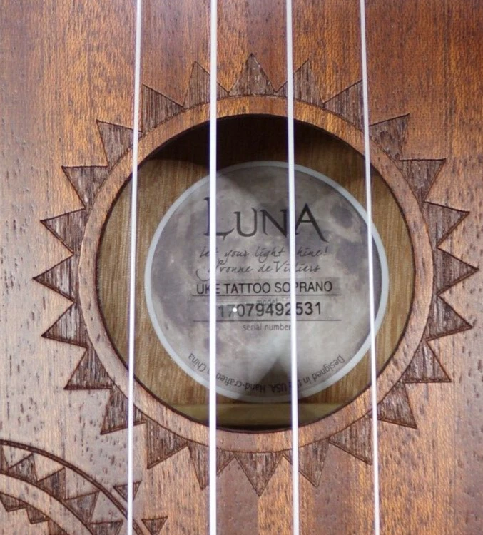 Luna Tattoo Soprano Ukulele Mahogany with Snark Super Tight ST-2 Tuner - Image 1 of 4