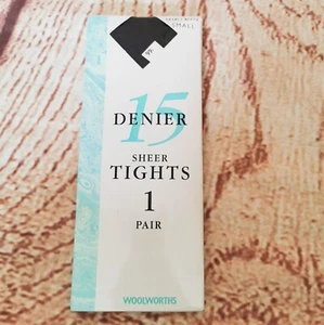Vintage Woolworths Size Small 15 Denier Nearly Black Sheer Tights - Picture 1 of 2