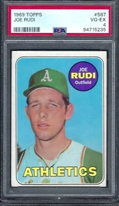 1969 Topps # 587 Joe Rudi Oakland Athletics VG EX PSA 4 - Picture 1 of 1