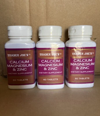 Lot Of 3 Trader Joe's Vitamins Calcium Magnesium Zinc Dietary Supplement - Image 1 of 4