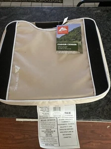 Wide Stadium Seat Pad Lightweight Non Skid Soft Cushion with Carry Handle, Beige - Picture 1 of 4