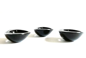 Cuencos de castaño firmados Nuutajarvi Notsjo Kaj Franck 3 piezas Vidrio negro y transparente - Imagen 1 de 10