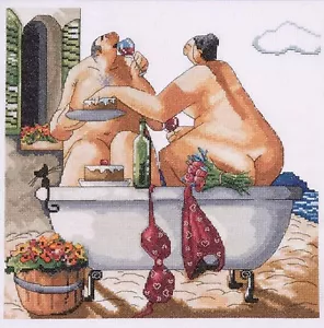 Kit Punto de Cruz ~ Diseño Funciona Bellezas Baño Feliz Playa Pareja #DW2736 - Imagen 1 de 4