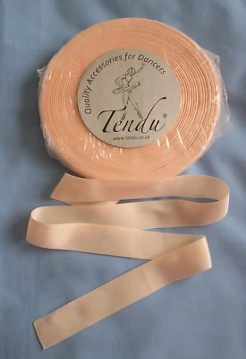 Tendu Pointe Shoe Ribbon Non Slip Matt Nylon 2.5 metres x 25mm Peachy Pink NEW