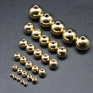 Gold Filled Round Seamless Beads, 14KT -2, 3, 4, 5, 6, 8mm, for Jewellery Making - Picture 1 of 9