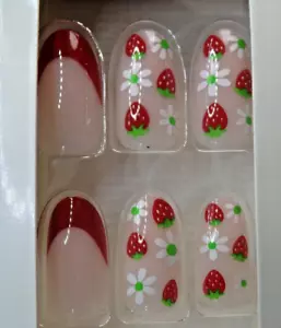 Kiss Uñas Fresa Rojo Brillante Longitud Media Forma Ovalada - Imagen 1 de 3