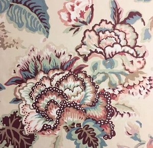 4.7 meters x COWTAN & TOUT "Palmerston" 100% linen fabric Nouveau florals Coral/ - Picture 1 of 9