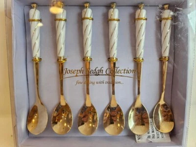 Joseph Sedgh (NEW) 6 gold dessert spoons, stainless steel, gold plated - Imagem 1 de 4