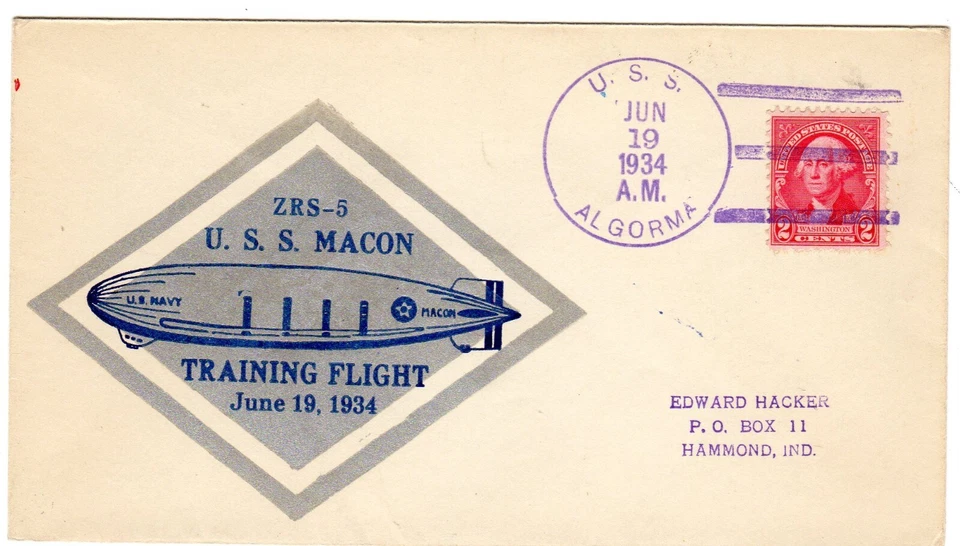 USS Macon 19 Jun 34 训练飞行 USS Algorma 紫色 取消 — 第 1/1 张图片