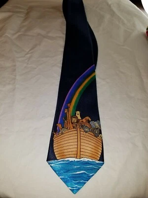 Corbata para hombre A. Rogers azul negro Arca de Noé Foto 1 de 4