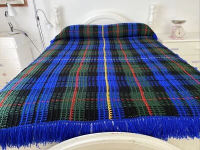 Colcha individual de ganchillo hecha a mano colorida a cuadros tartán acrílico 260 cm 170 x cm Foto 1 de 4