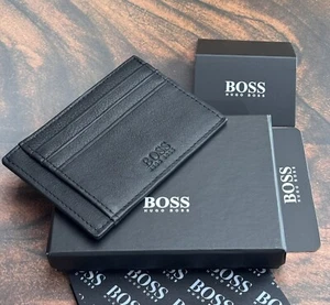 HUGO BOSS Black Genuine Leather Card Holder With 09 Card Slots - Picture 1 of 7