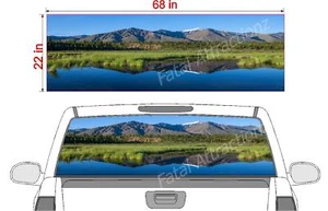 Mountain Lake See Thru Window Wrap decal sticker 22x68" nature scene - Picture 1 of 2