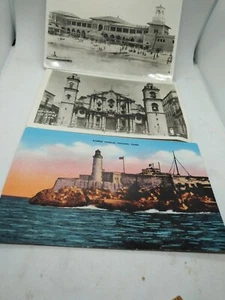 Cuba Postcard lot of 3 RPPC and linen pre Castro Beach Morro Castle Cathedral - Picture 1 of 5