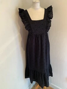 BA&SH midi Dress Size 2 UK 10 VGC Tiered Ruffle Boho Festival A line lace black - Picture 1 of 10