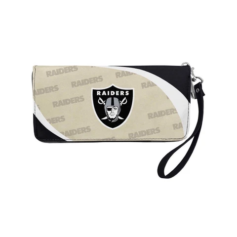 NWT NFL Oakland Raiders Women Synthetic Leather Curve Zip Organizer Wallet Cover