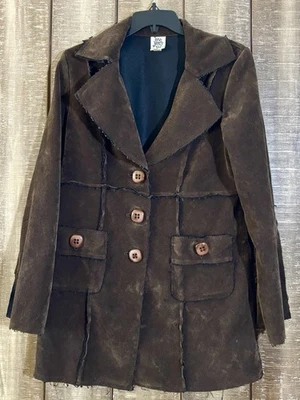 Chaqueta Ivy Jane Imitación Gamuza Mediana Marrón Costuras Crudas Western Boho Estilo Vintage Foto 1 de 4